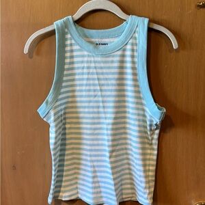Old Navy Aqua and White Striped Top